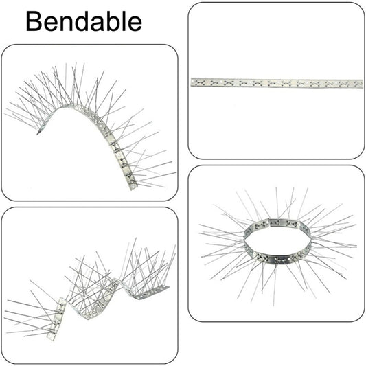 Bendable stainless steel thorn spike strip, curved section with sharp prongs