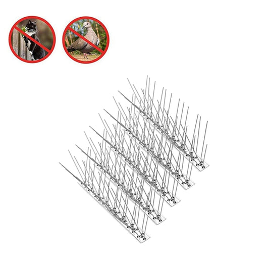 Stainless steel bird spike repellent strips with sharp metal points, two rows