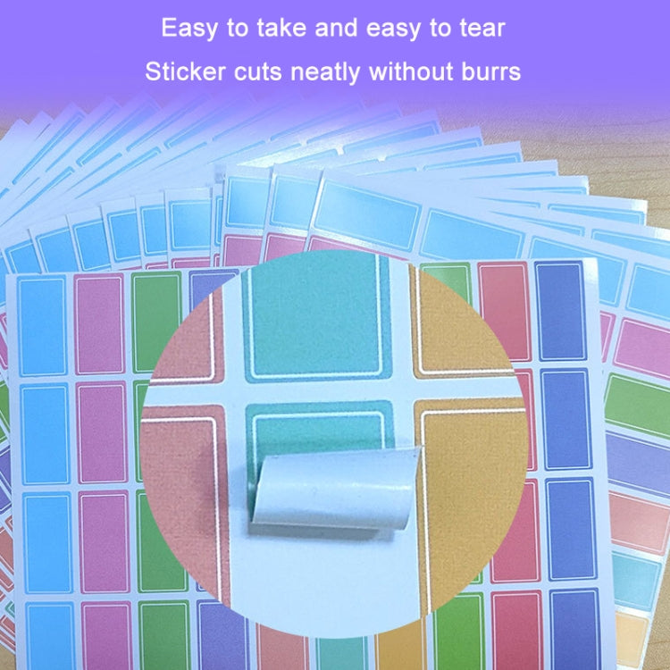 Children's square label stickers sheet with a partially peeled sticker strip