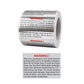 Gray warning sealing sticker roll, 40x60mm, repeated WARNING instructions in red