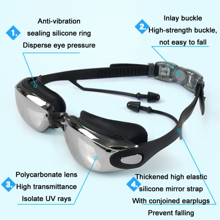 HAIZID anti-fog waterproof myopia swimming goggles with black strap and clear lenses