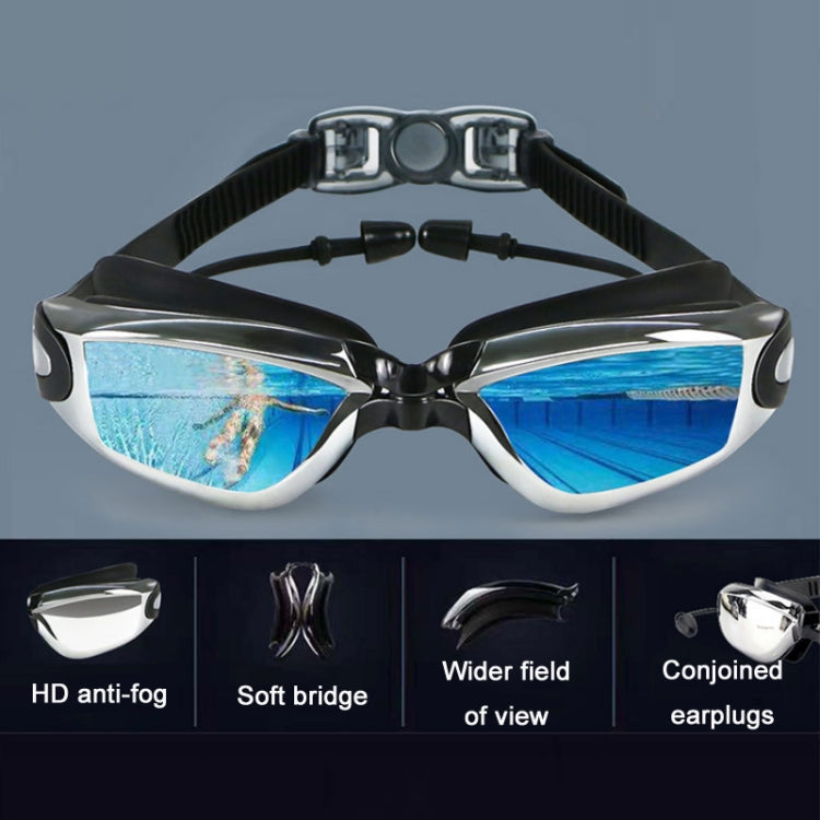 HAIZID anti-fog swimming goggles with blue-tinted lenses and black strap