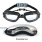 HAIZID anti-fog swimming goggles with clear lenses, black frame, adjustable strap