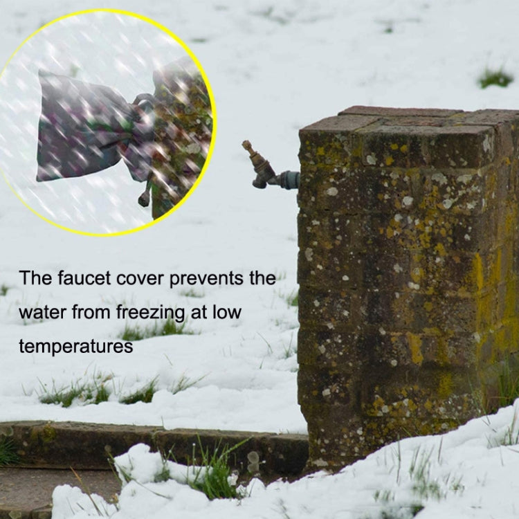 Black outdoor faucet frost cover for spigot protection during cold weather