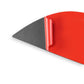 Carbon fiber handle trim strip with metallic red edge, glossy black weave