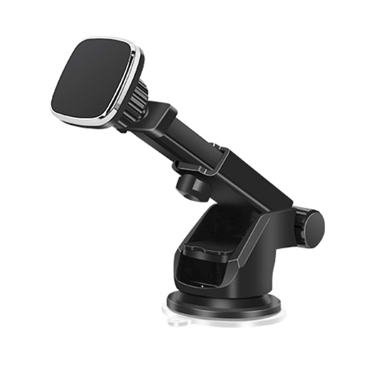 Black magnetic phone car mount with suction cup base and adjustable arm