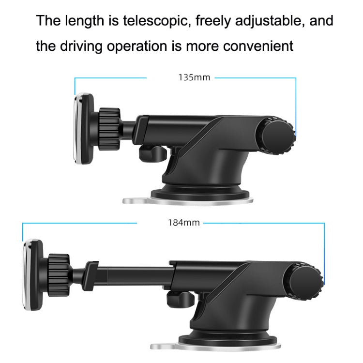 Telescopic adjustable magnetic phone mount with suction base and side knob