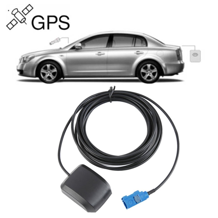 Car GPS signal amplifier antenna with black magnetic base and blue connector cable