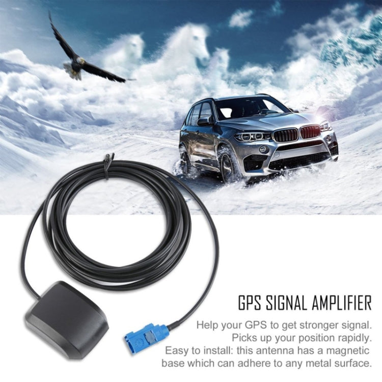 Car GPS signal amplifier antenna kit with black magnetic base and coiled cable