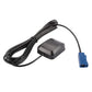 GPS signal amplifier plastic base with black cable and blue connector plug.