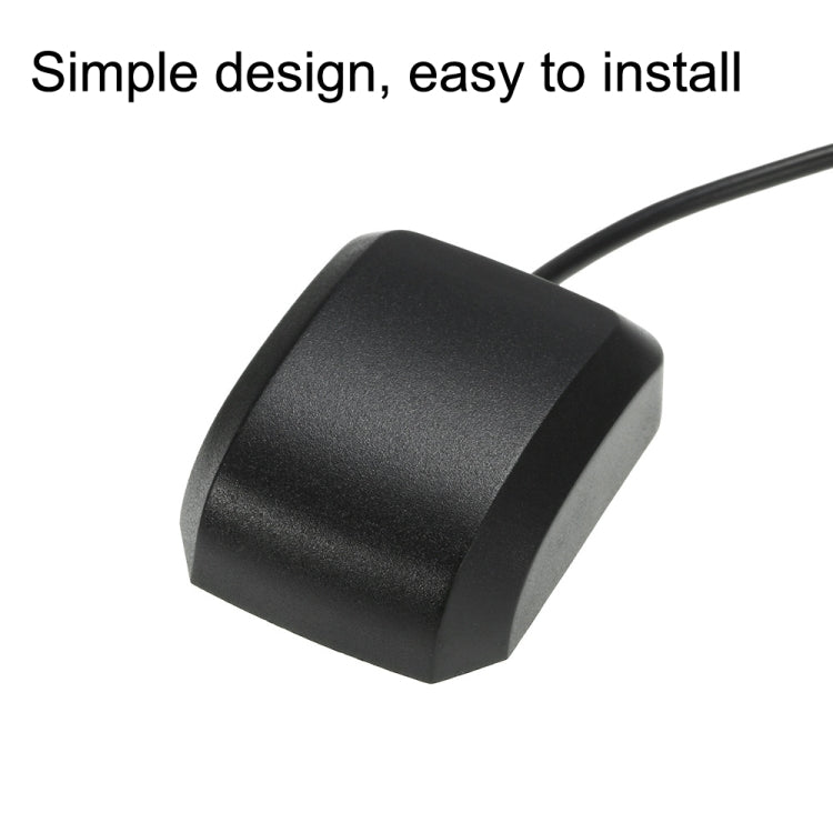 Black GPS signal amplifier plastic base with attached cable for easy installation.