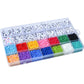 28-grid alphabet bead assortment in clear compartment storage box
