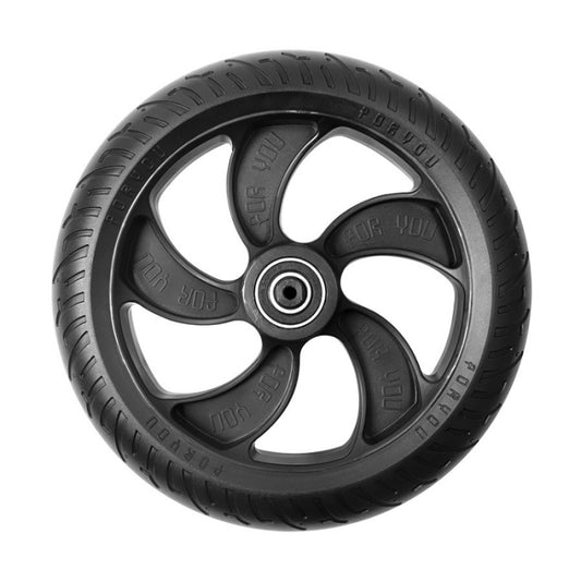 8-inch scooter front wheel accessory with black plastic solid tire and 5-spoke rim