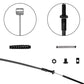 Brake cable assembly with black housing, spring, nut, and connector pieces