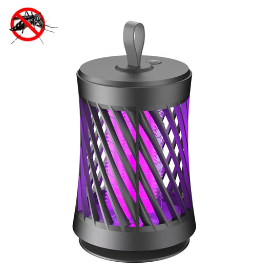 Dark gray electric mosquito killer night light with top handle and purple UV glow