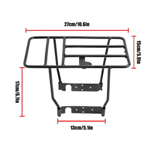 Black scooter tail rack frame with front and rear mounting plates