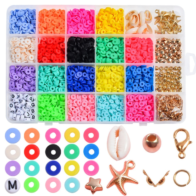 24-grid ceramic bead flakes organizer with colorful ring beads for DIY jewelry