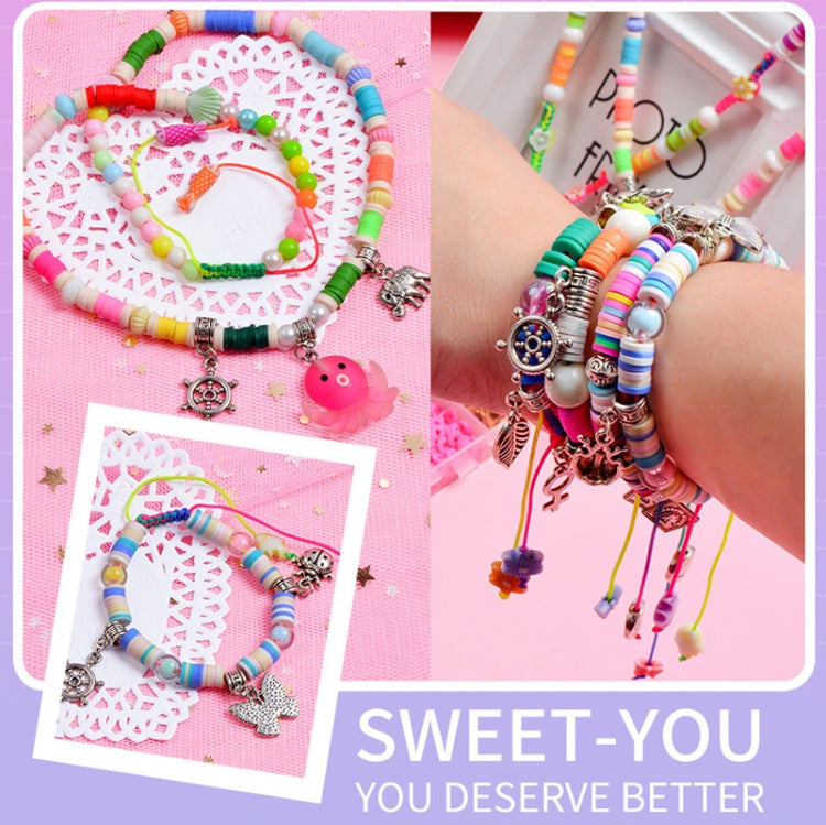 Multicolor beaded bracelets with star and seashell charms, shown in close-up