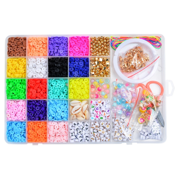 Assorted multicolor DIY bead supply tray with small charms, cord, and bracelet materials