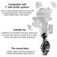 Phone bracket kit diagram showing ball-head mount and base with locknuts