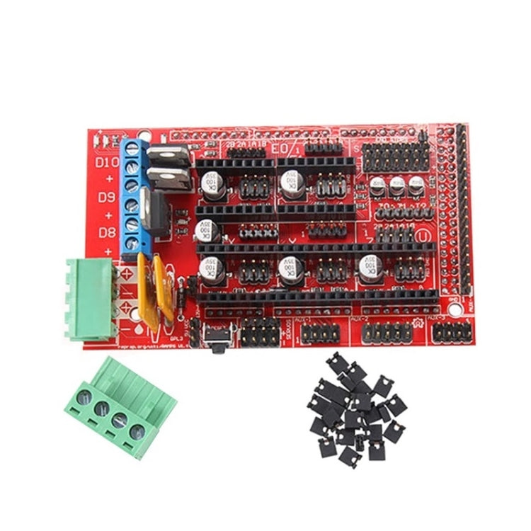 RAMPS 1.4 controller board with terminal blocks, onboard components, and header pins