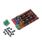 RAMPS 1.4 control board PCB with green connectors, black parts, and pin header