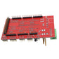 RAMPS 1.4 board back view with solder points and long header pins on red PCB