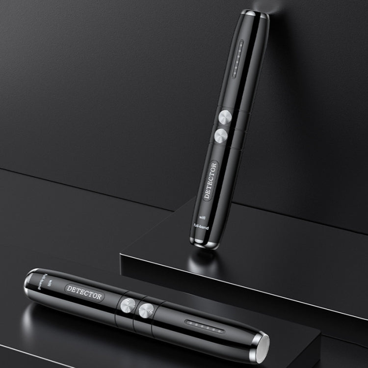 Black infrared detector pen lying with visible LED and buttons