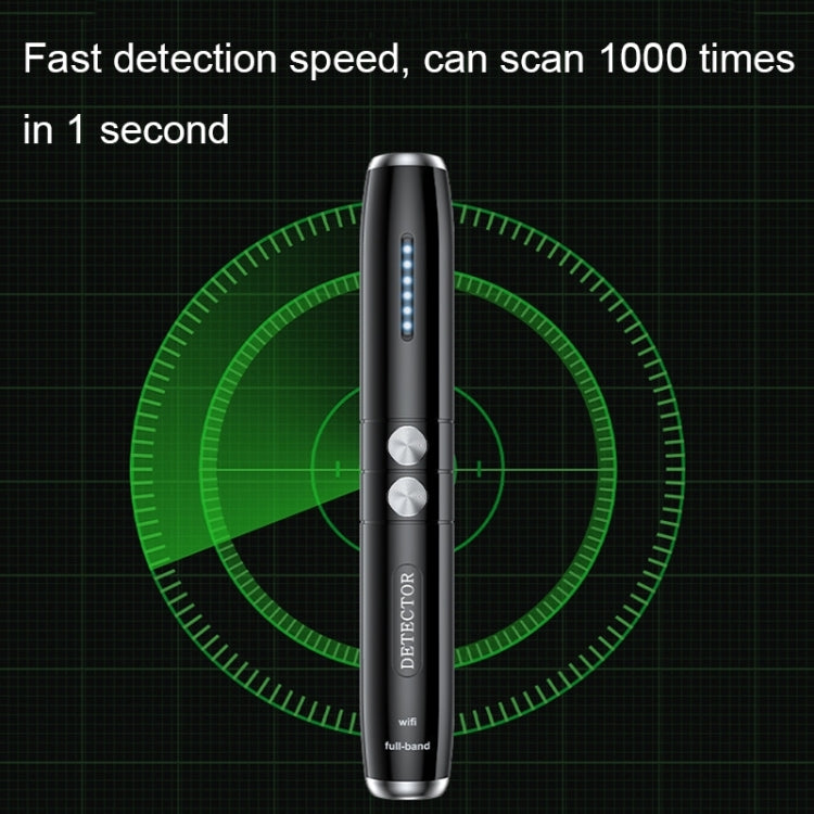 Black infrared detector pen with glowing status light and circular indicator marks