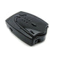 Black handheld radar speed detector with side ports and top buttons