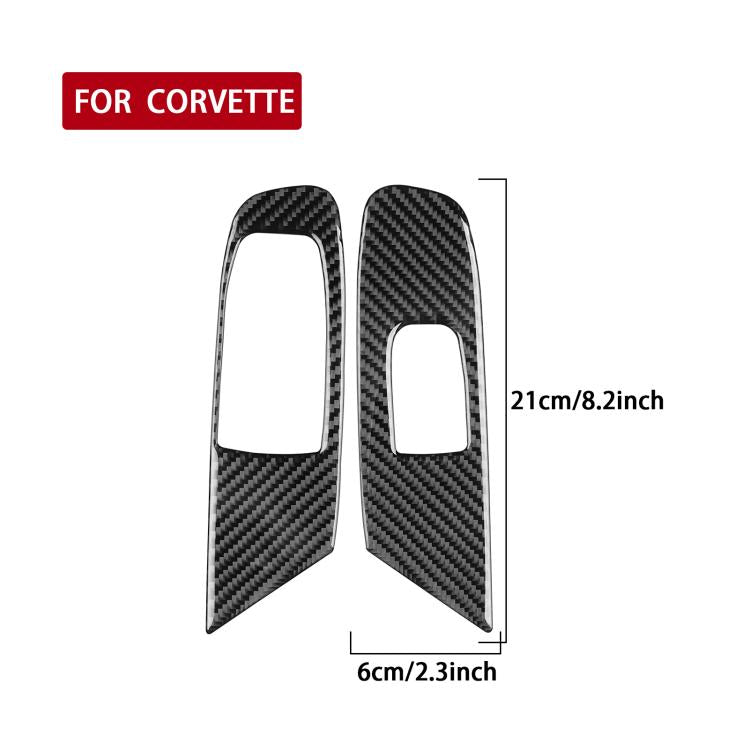 Carbon fiber-look door lift panel stickers, two-piece set with rectangular cutouts