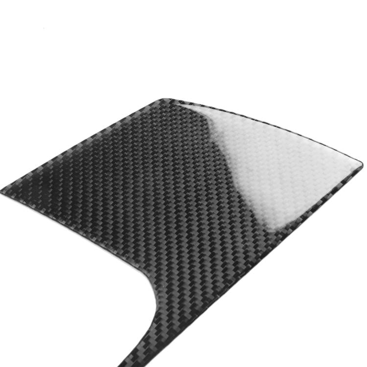 Carbon-fiber dashboard trim sticker corner, dark glossy weave