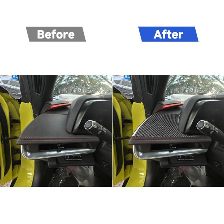 Carbon-fiber dash trim sticker installed on interior dashboard panel