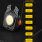 Portable mini flashlight with COB lens, black body, red switch, adjustable grip and light modes