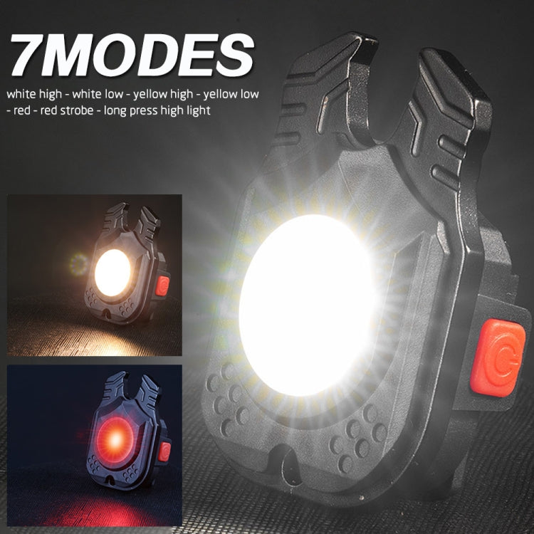 Mini strong flashlight with bright white beam, black casing, COB lens and red side switch