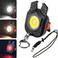 Mini portable flashlight with lanyard rope, black body, bright COB lens and side red switch