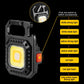 Black keychain flashlight with bracket, COB lamp and red ring switch for multiple modes