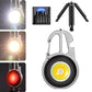 Mini portable flashlight multi-tool with LED panel and tripod stand, compact wrench-style body
