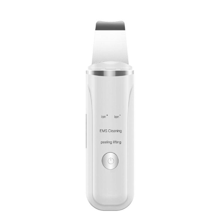 White facial ion cleaner device with single button and curved display area