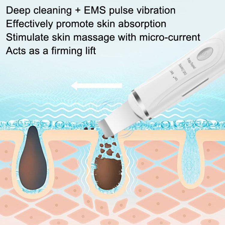 White ultrasonic face cleaner with attachment showing skin-contact vibration effect