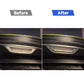 Carbon-fiber trunk handle decoration sticker shown installed on rear hatch handle area.