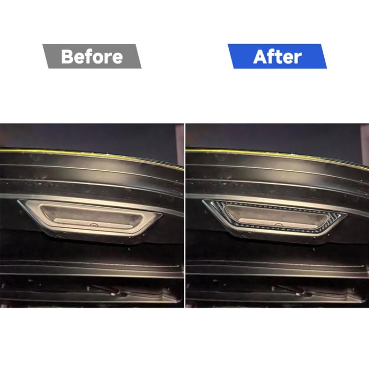 Carbon-fiber trunk handle decoration sticker shown installed on rear hatch handle area.
