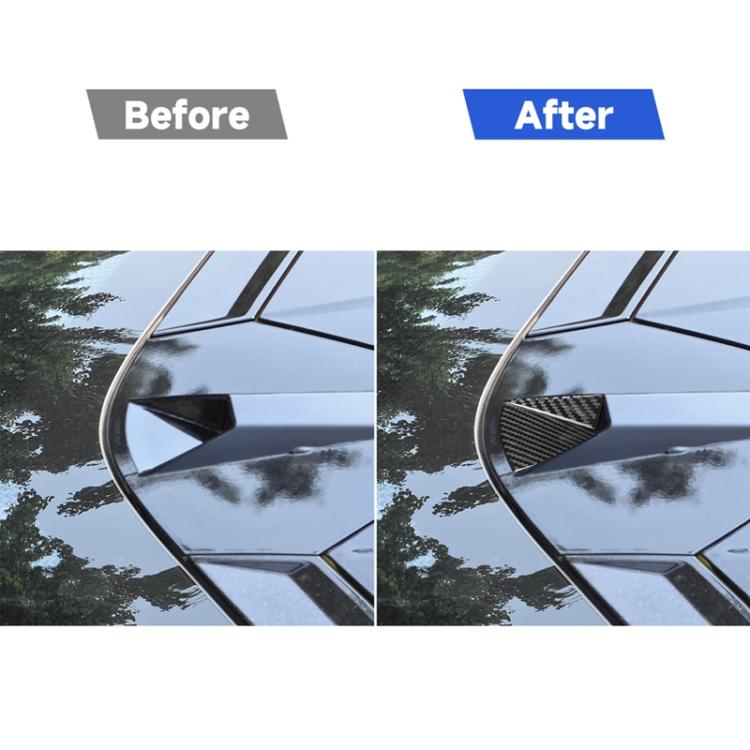 Carbon-fiber triangular camera trim sticker installed on rear corner