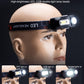 LED headlamp on model, dual lighting LEDs showing COB strip and XPE spotlight
