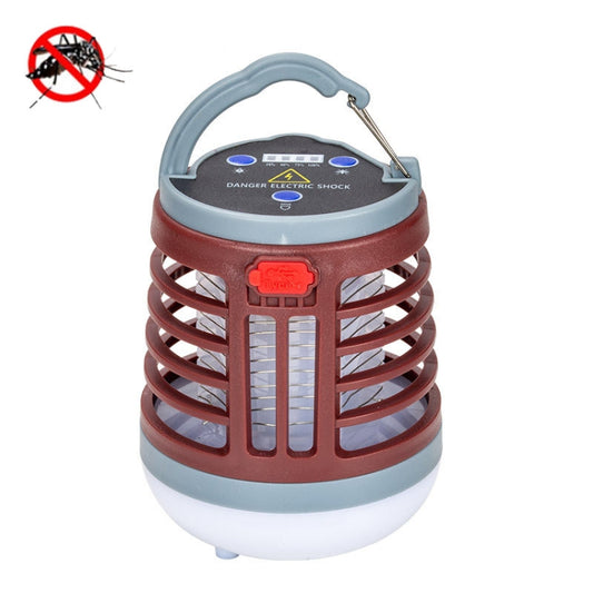 Brown outdoor mosquito trap light with internal grid and hanging hook