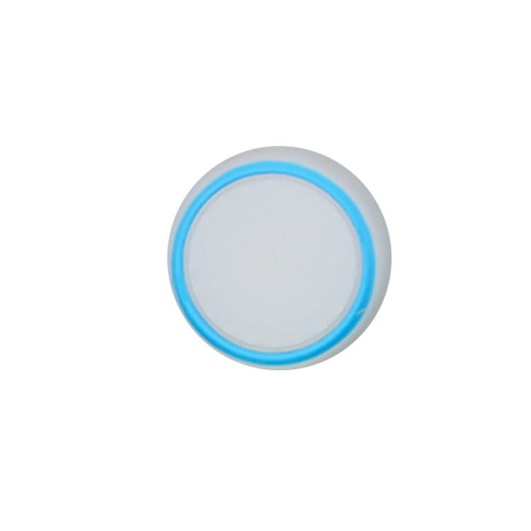 Round silicone luminous button cap, transparent blue outer ring and light center