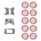 Silicone luminous button cap set, transparent red ring with light inner disc (10 pcs)