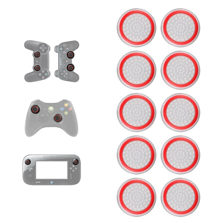 Silicone luminous button cap set, transparent red ring with light inner disc (10 pcs)