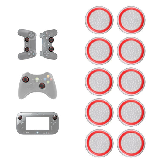 Silicone luminous button cap set, transparent red ring with light inner disc (10 pcs)