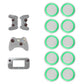 Silicone luminous button cap set, transparent green ring with light inner disc (10 pcs)